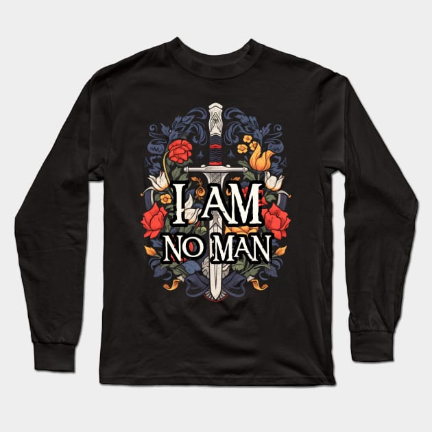 I am no man - Sword and Flowers - White - Fantasy Long Sleeve T-Shirt by Fenay-Designs